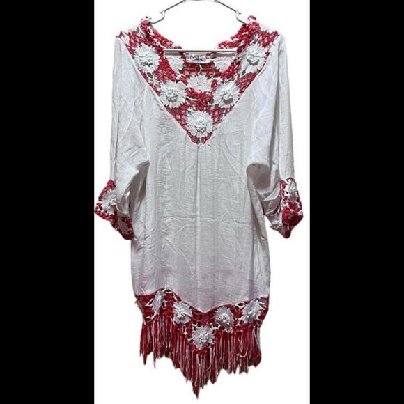 India Boutique Sundress-‎ New, Sleeveless Coverup Fringe One Size - Picture 1 of 3